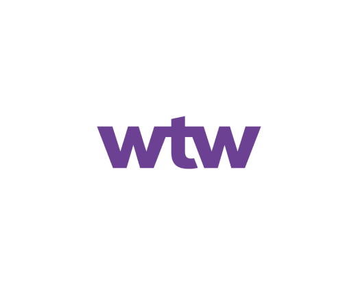 Logotipo de la empresa WTW en color morado, sobre fondo blanco, con las letras en minúscula y diseño simple.